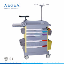 AG-ET017 six tiroirs avec chariots d&#39;hôpital en plastique médicaux d&#39;ABS de corps de clef de verrouillage central